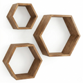 IvoQ Wandplanken Hexagon Set 3 stuks Bruin