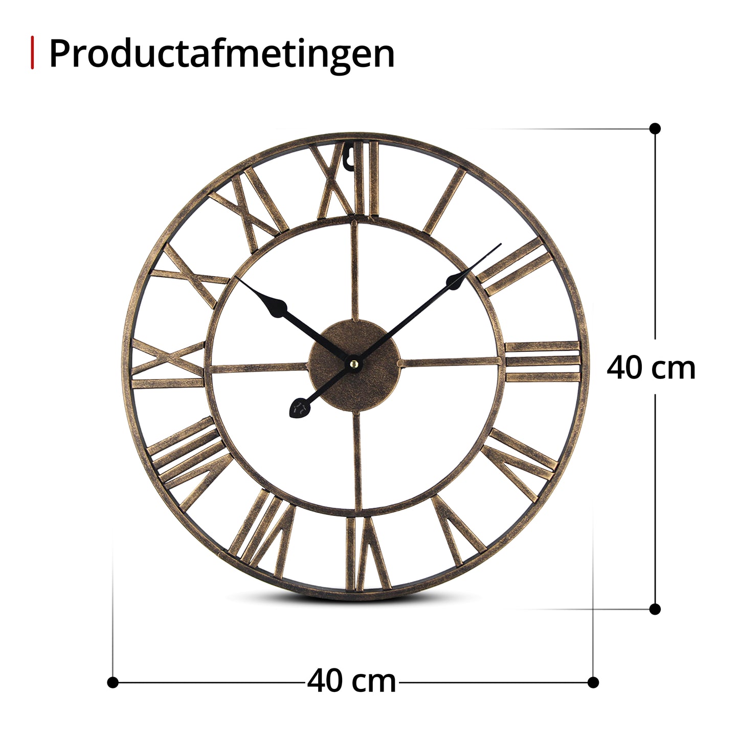 IvoQ Wandklok Goud Metaal Romeins 40 cm-IvoQ