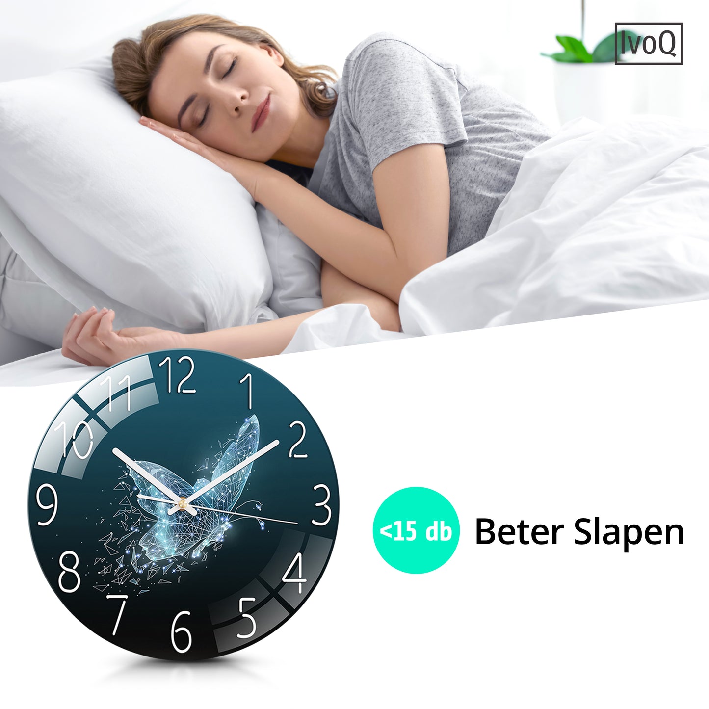 IvoQ Stijlvolle Groene Klok met Vlinder Design Ø 30 cm-IvoQ