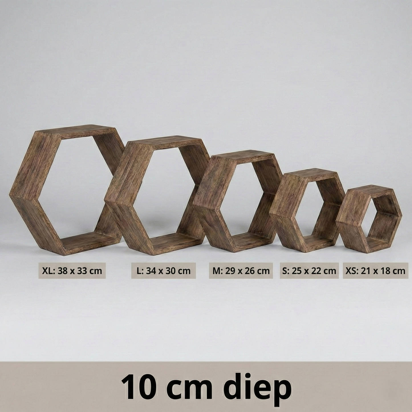 IvoQ Hexagon Wandplanken Set van 5