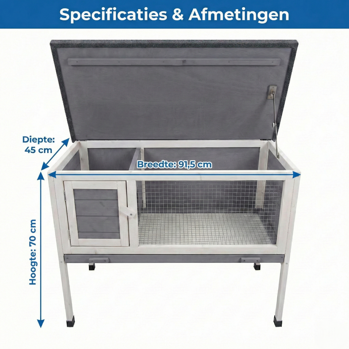 IvoQ Konijnenhok Hout 91,5x45x70 cm FSC