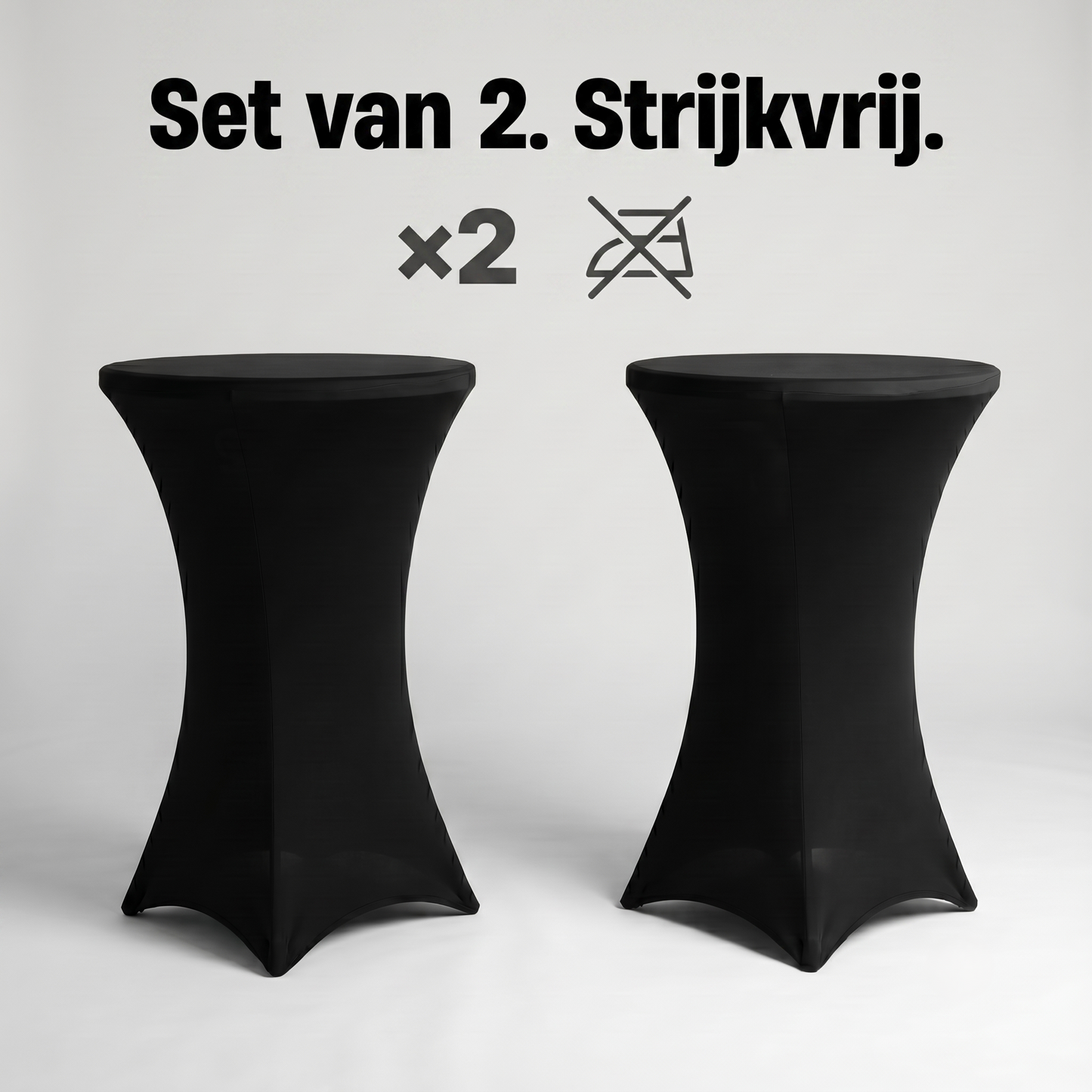 IvoQ Statafelrok Zwart - Set van 2 - ∅ 80x110 cm - Extra Dikke Statafelhoes - Luxe Stretch Tafelrok - Kreukvrij
