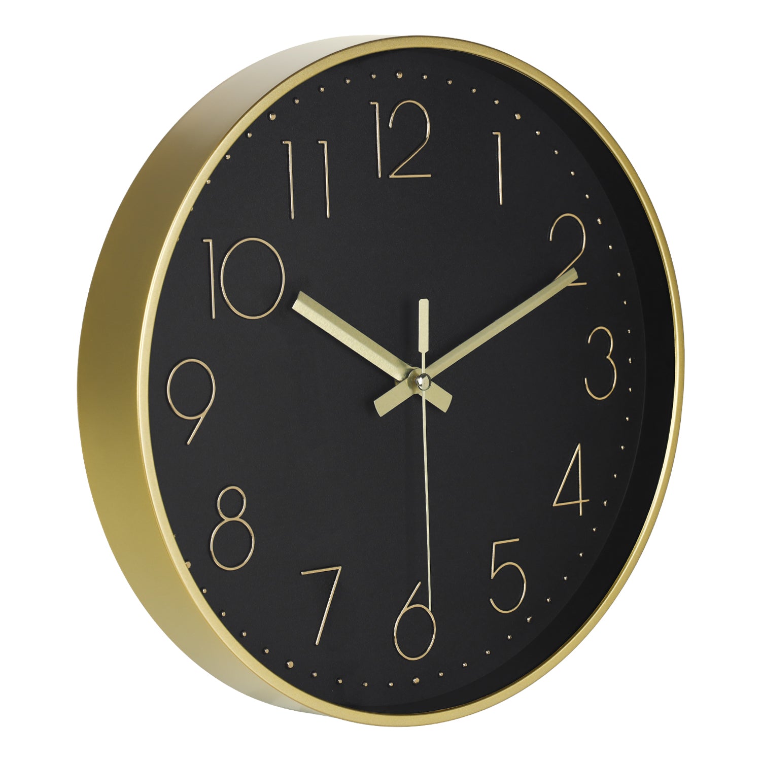 IvoQ Moderne Wandklok - Zwart/Goud - 30 cm - Stil Uurwerk - 3D Muurklok