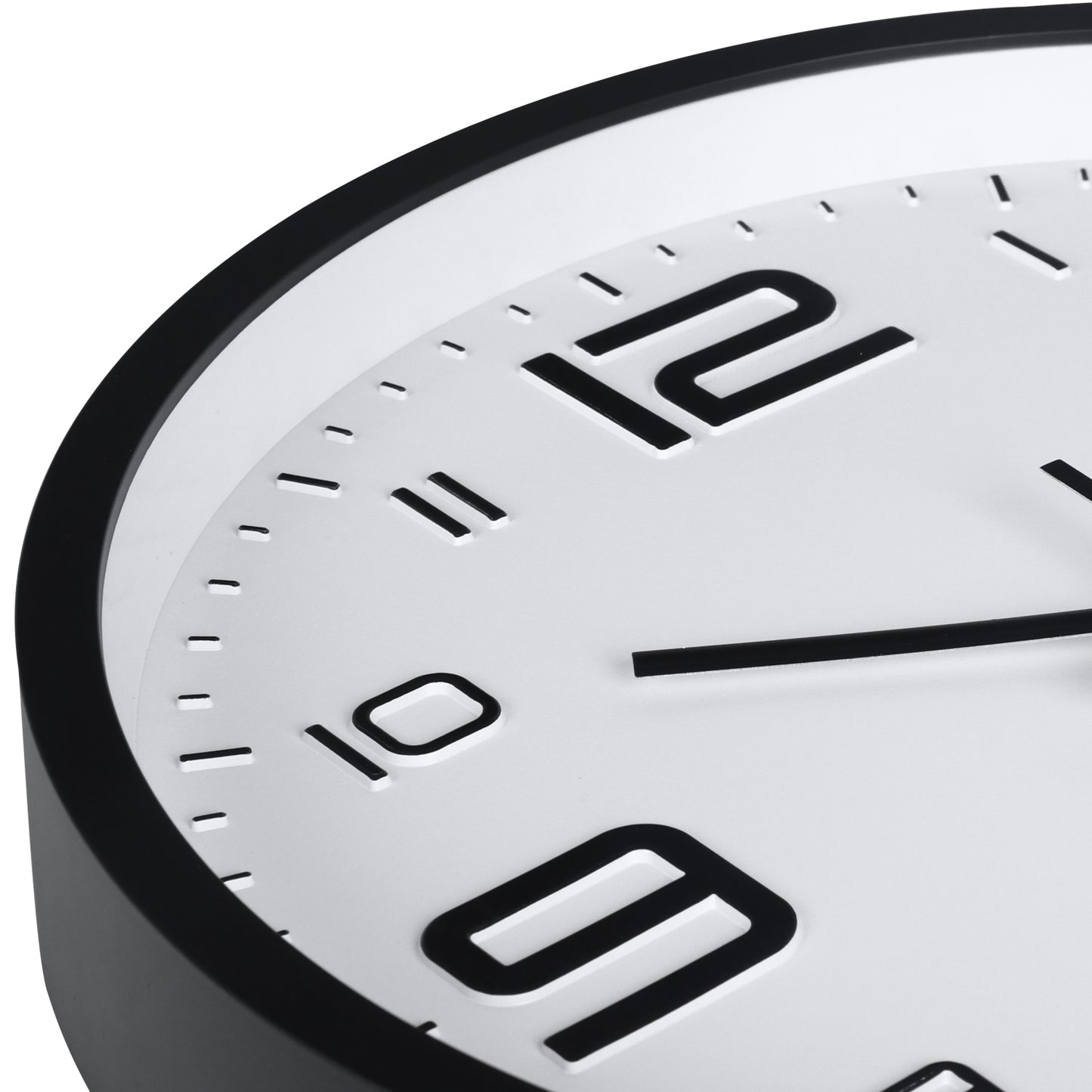 IvoQ 3D Wandklok Modern - Stil Uurwerk - Goed Leesbaar - Analoge Muurklok - Zwart/Wit - 30 cm