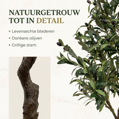 IvoQ Kunst Olijfboom 210 cm - Realistische XL Kunstplant met Olijven