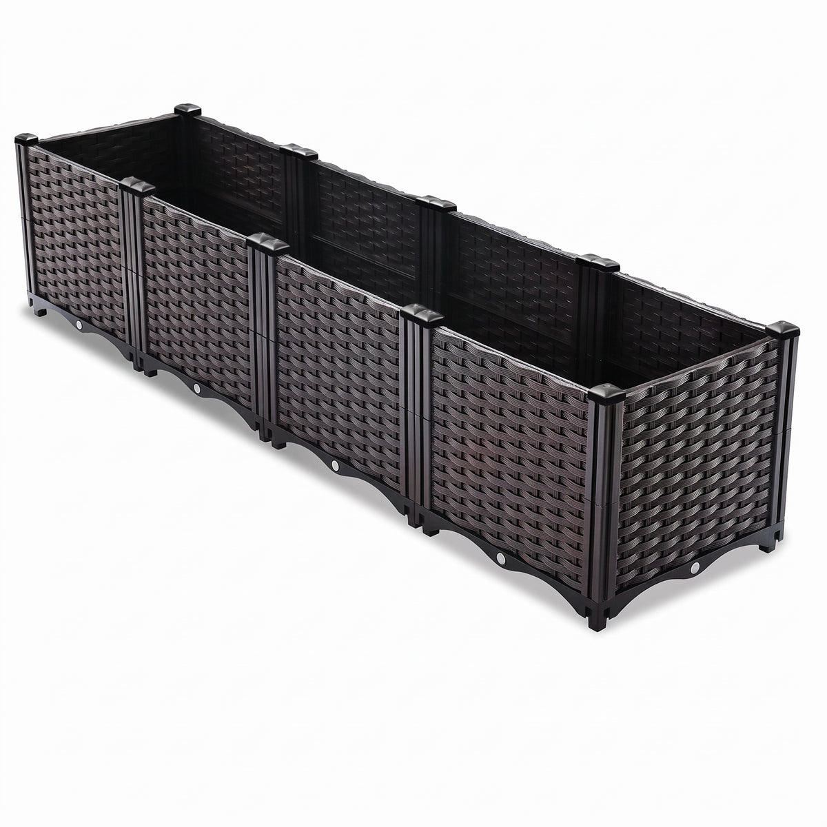 IvoQ Modulaire Plantenbak Buiten - 160 x 40 x 37 cm - Zwart - Met Drainage