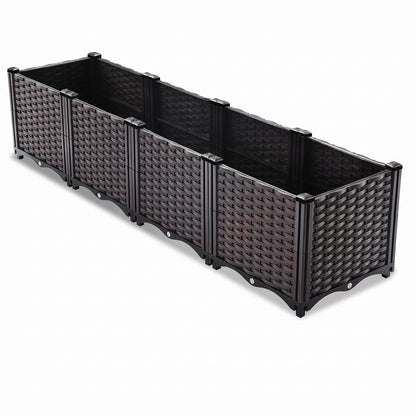 IvoQ Modulaire Plantenbak Buiten - 160 x 40 x 37 cm - Zwart - Met Drainage