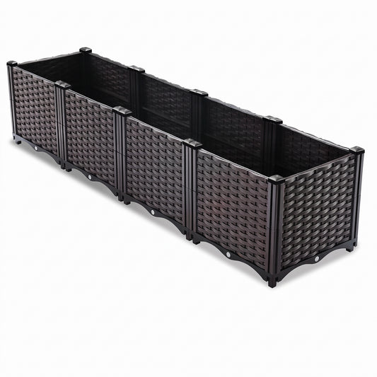 IvoQ Modulaire Plantenbak Buiten - 160 x 40 x 37 cm - Zwart - Met Drainage