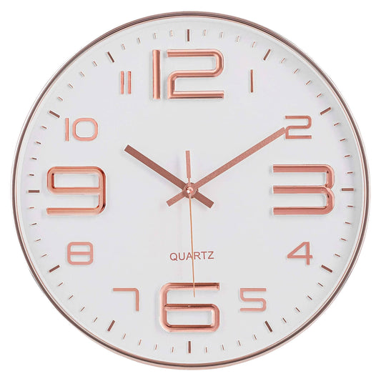 IvoQ Stijlvolle Wandklok Wit/Koper Ø30 cm-IvoQ