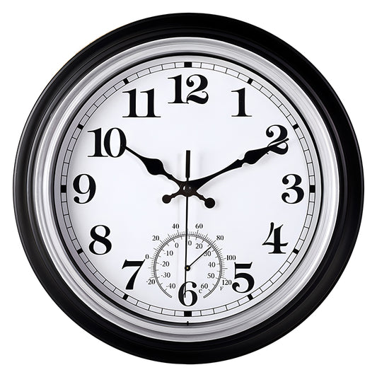 IvoQ Vintage Wandklok met Thermometer voor Binnen/Buiten Ø 30 cm-IvoQ