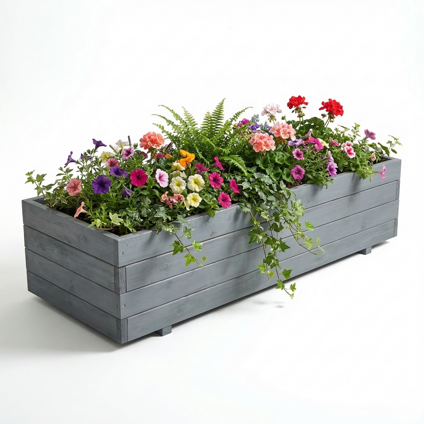 IvoQ Houten Plantenbak Grijs - FSC Hout - 120x40x32 cm