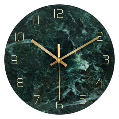 IvoQ Moderne Wandklok Groen Marmerlook Glas Ø 30 cm-IvoQ