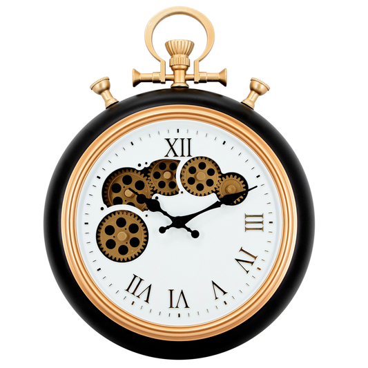 IvoQ Industriële Wandklok met Bewegende Tandwielen Ø 30 cm