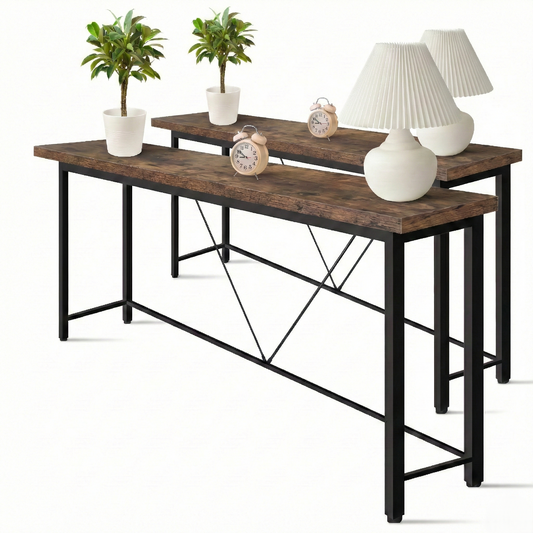 IvoQ Industriële Sidetable (Set van 2) Bruin