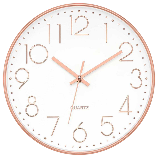 IvoQ Stijlvolle Wandklok Wit/Roze Ø30 cm-IvoQ