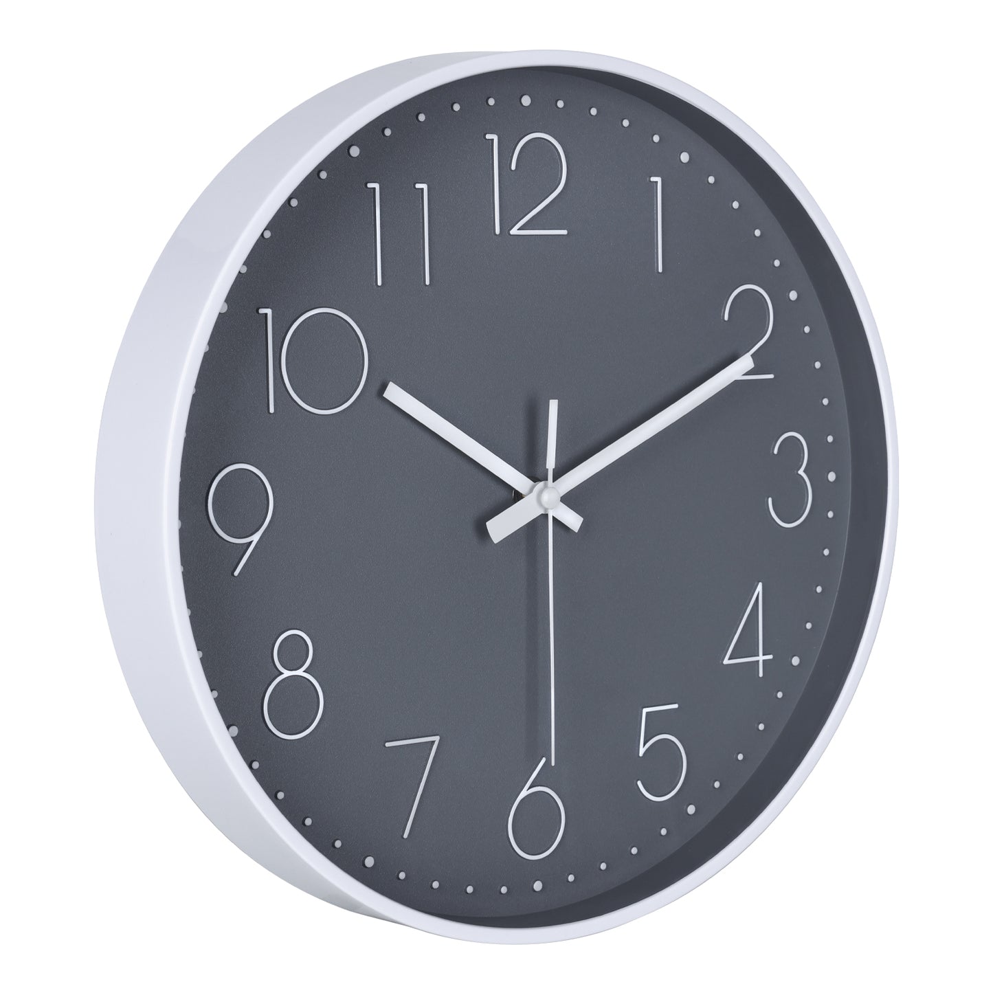 IvoQ Moderne Wandklok - Stil Uurwerk - Goed Leesbaar 3D Design - Ø 30 cm - Wit/Grijs