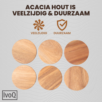IvoQ Onderzetters Acacia Hout Set 6 stuks-IvoQ