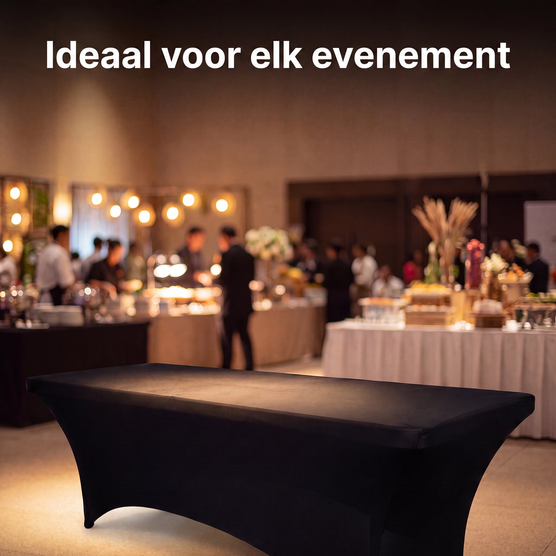 IvoQ Luxe Tafelhoes Stretch Zwart - 183 x 76 x 76 cm - Voor Inklapbare Tafel, Buffettafel & Partytafel - Rechthoekig - Kreukvrij