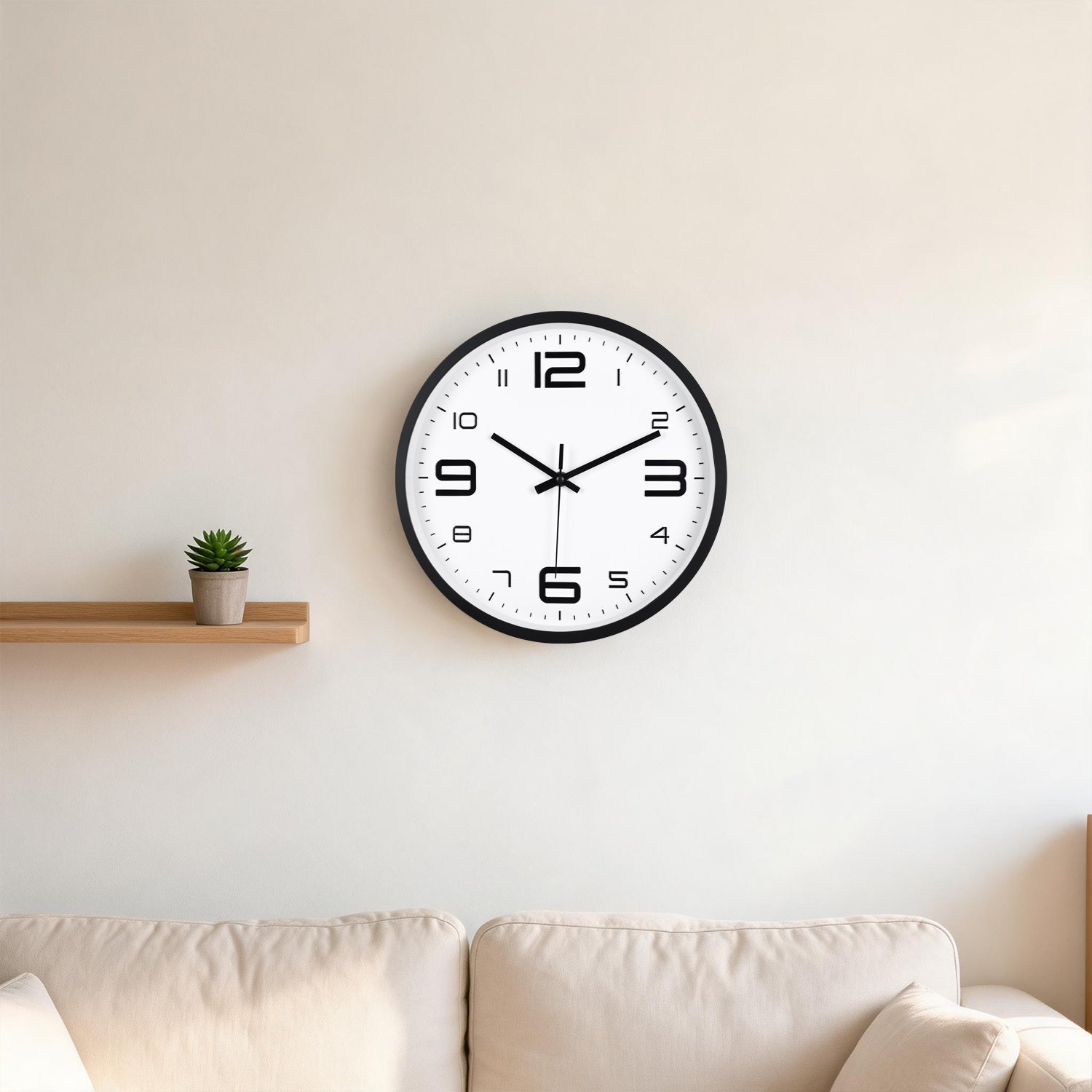 IvoQ 3D Wandklok Modern - Stil Uurwerk - Goed Leesbaar - Analoge Muurklok - Zwart/Wit - 30 cm