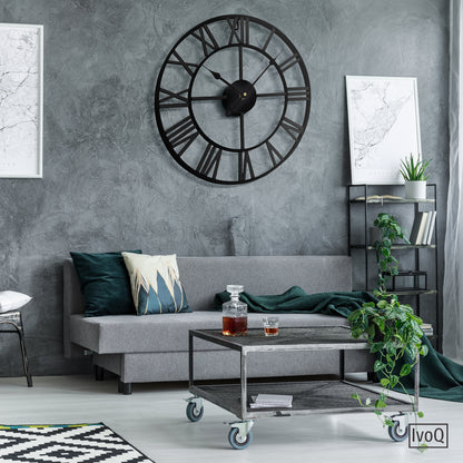 IvoQ Wandklok Zwart Metaal Romeins 40 cm-IvoQ