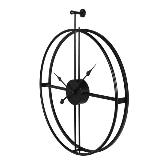 IvoQ Wandklok Zwart Industrieel Metaal 60 cm-IvoQ