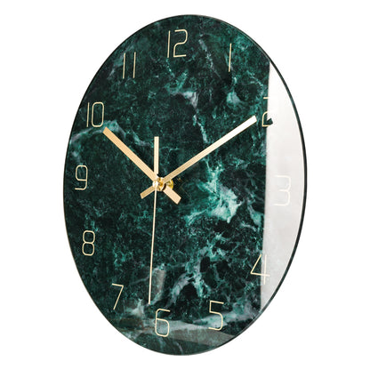 IvoQ Moderne Wandklok Groen Marmerlook Glas Ø 30 cm-IvoQ