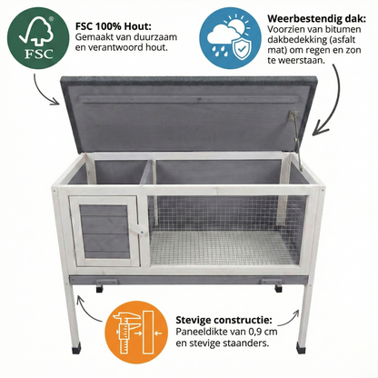 IvoQ Konijnenhok Hout 91,5x45x70 cm FSC