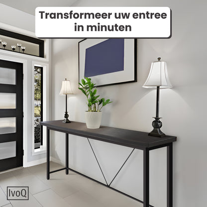IvoQ Sidetables - Set van 2 - Zwart - Smalle Industriële Consoletafels - 120x23 cm - Haltafels