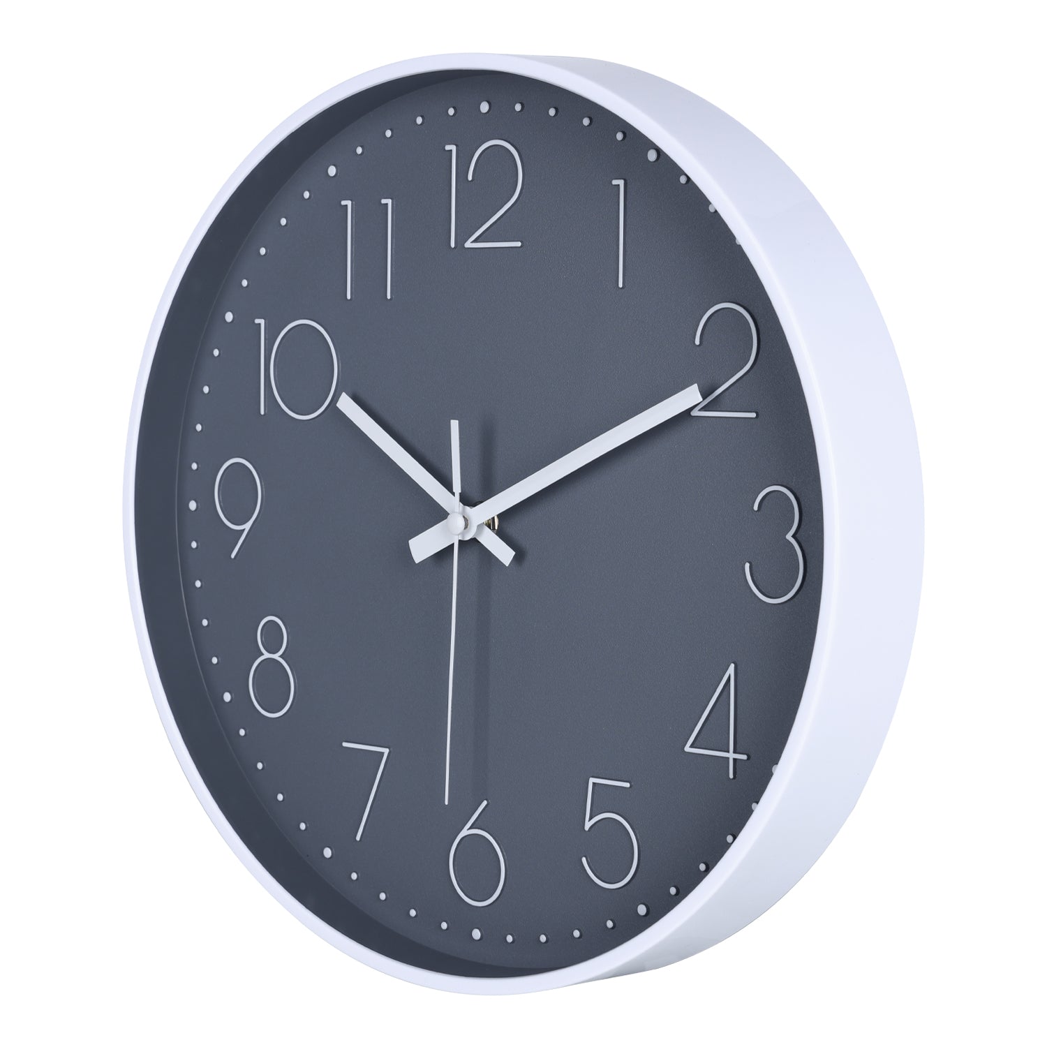IvoQ Moderne Wandklok - Stil Uurwerk - Goed Leesbaar 3D Design - Ø 30 cm - Wit/Grijs