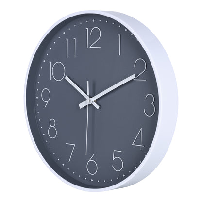 IvoQ Moderne Wandklok - Stil Uurwerk - Goed Leesbaar 3D Design - Ø 30 cm - Wit/Grijs