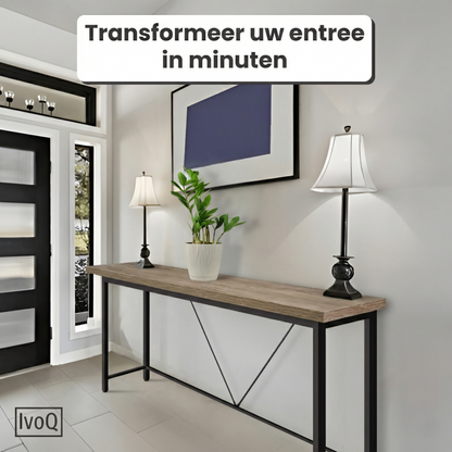 IvoQ Industriële Sidetable - Eiken Look/Zwart - 120x23x74 cm