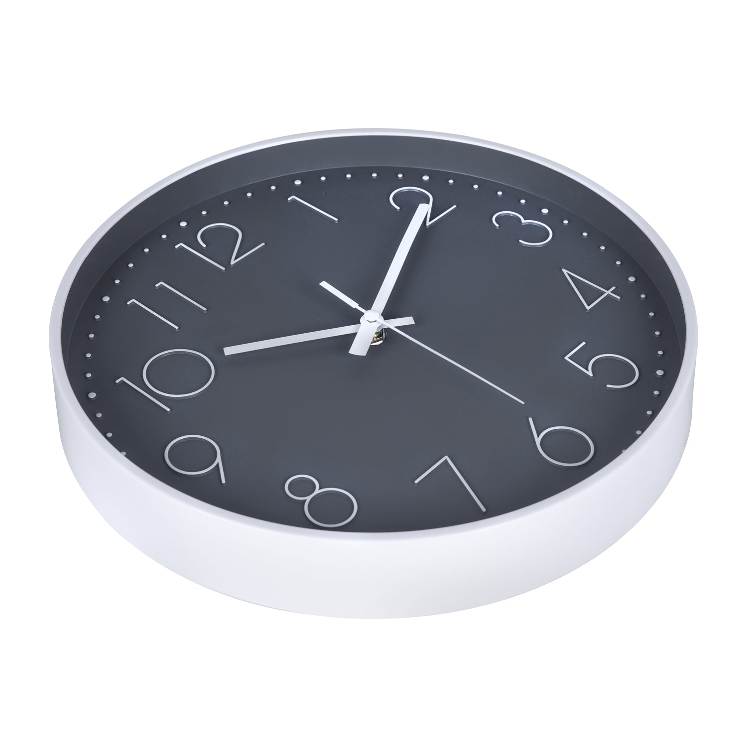 IvoQ Moderne Wandklok - Stil Uurwerk - Goed Leesbaar 3D Design - Ø 30 cm - Wit/Grijs