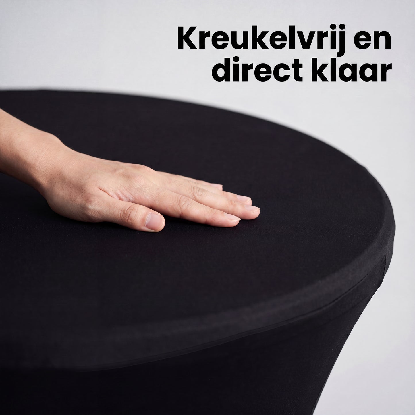 IvoQ Luxe Statafelrok Zwart - Statafelhoes Stretch - Ø 80x110 cm - Extra Dik (180gsm) - Kreukvrij & Wasbaar
