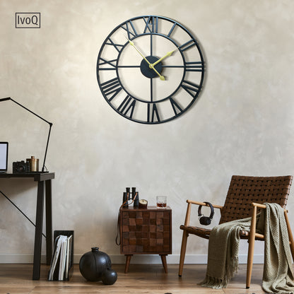 IvoQ Wandklok Zwart Romeins Gouden Wijzers 40 cm-IvoQ