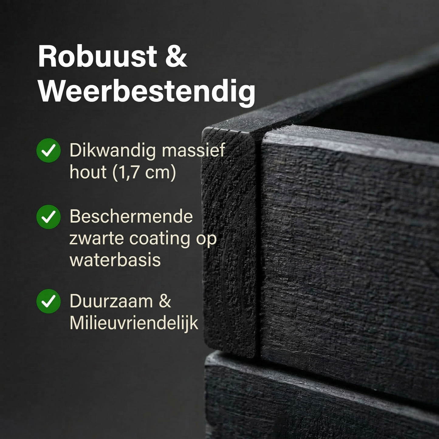 IvoQ Luxe Houten Plantenbak Buiten - Zwart FSC Hout - Weerbestendige Bloembak - 120x40x32 cm