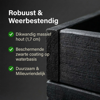IvoQ Luxe Houten Plantenbak Buiten - Zwart FSC Hout - Weerbestendige Bloembak - 120x40x32 cm