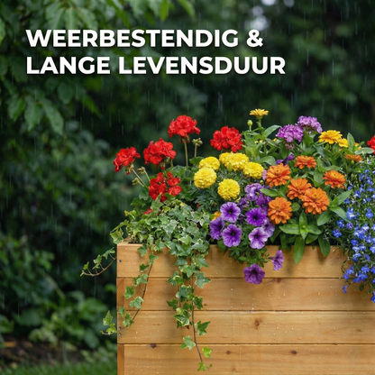 IvoQ Houten Plantenbak voor Buiten - 120x40x32 cm - Beige