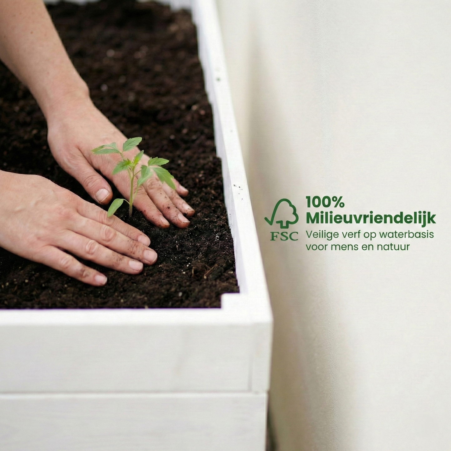 IvoQ Houten Plantenbak Buiten - FSC Hout - 120x40x32 cm - Wit