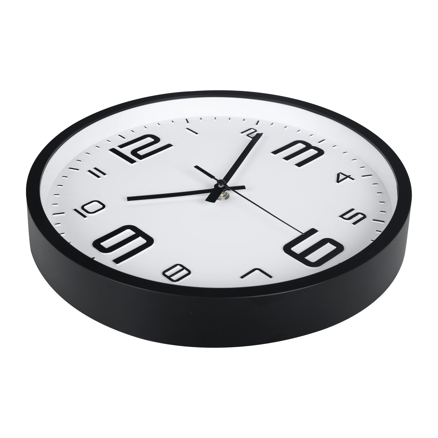 IvoQ 3D Wandklok Modern - Stil Uurwerk - Goed Leesbaar - Analoge Muurklok - Zwart/Wit - 30 cm