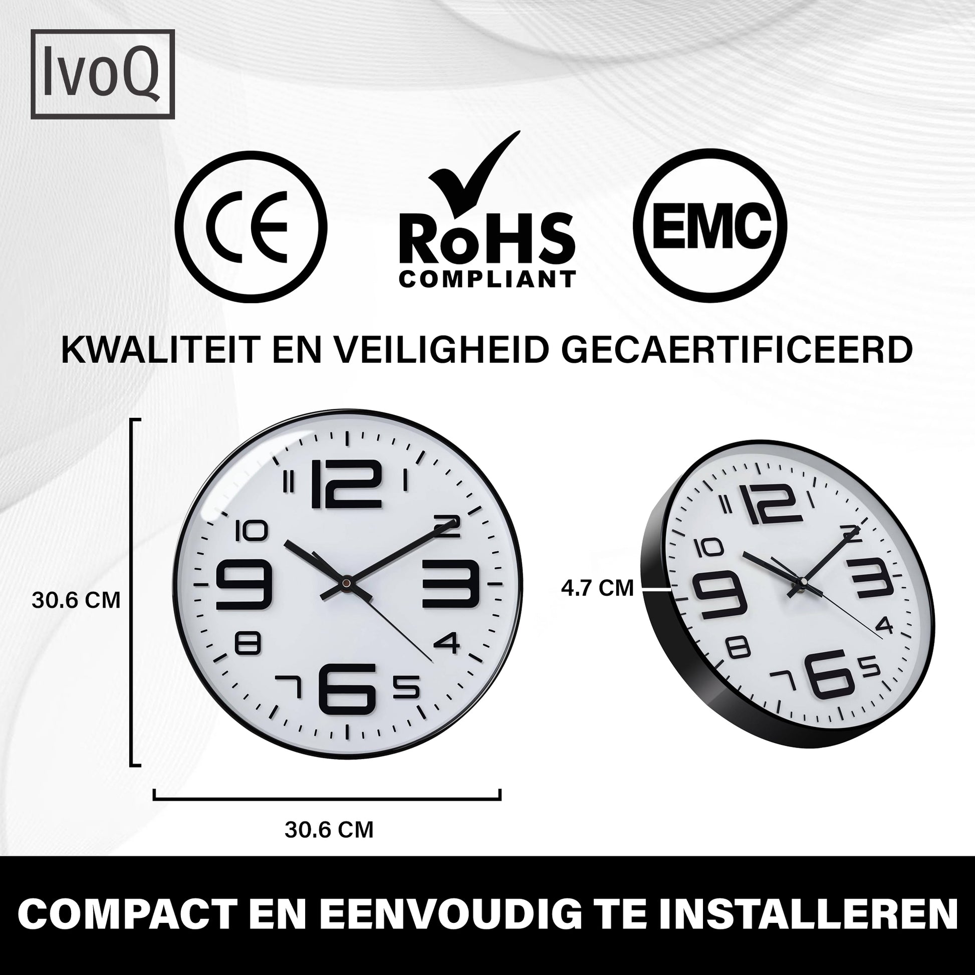 IvoQ Wandklok Modern Design Wit 30 cm-IvoQ