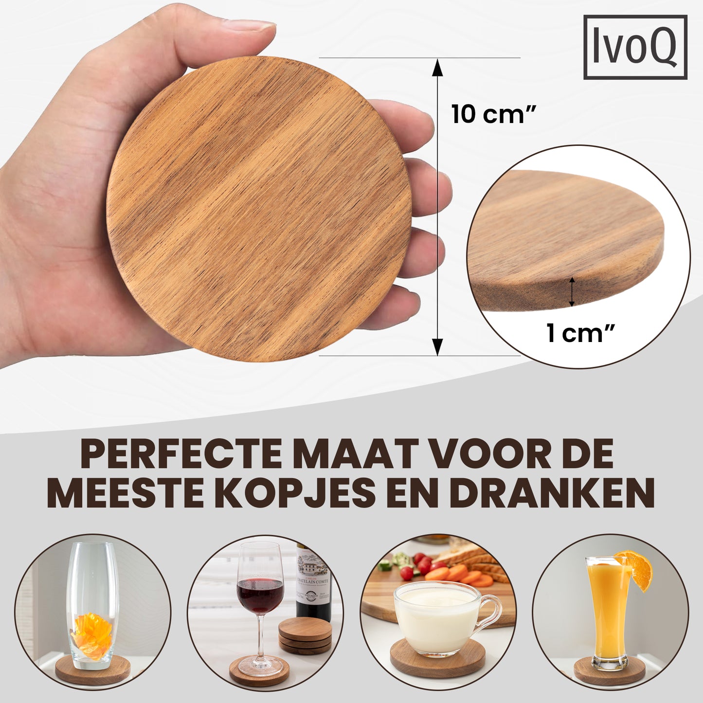 IvoQ Onderzetters Acacia Hout Set 6 stuks-IvoQ