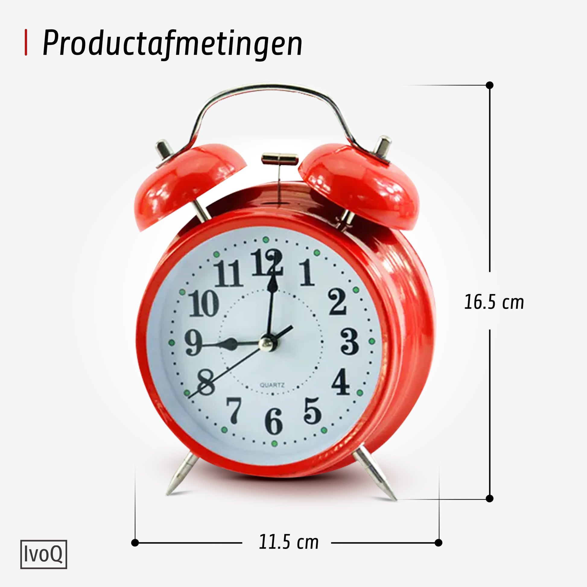 IvoQ Witte Klassieke Wekker met Dubbele Bel-IvoQ