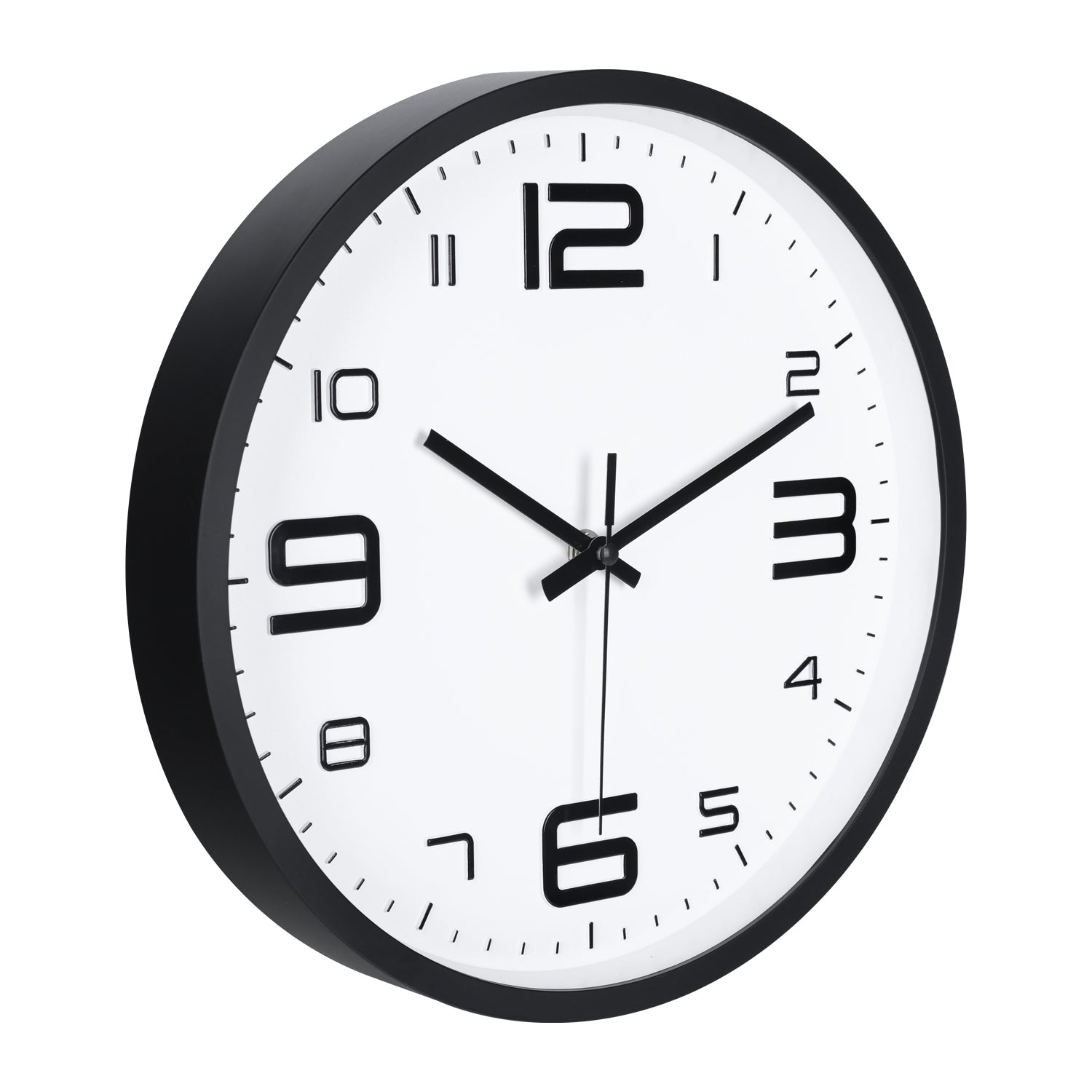 IvoQ 3D Wandklok Modern - Stil Uurwerk - Goed Leesbaar - Analoge Muurklok - Zwart/Wit - 30 cm