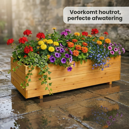 IvoQ Houten Plantenbak voor Buiten - 120x40x32 cm - Beige