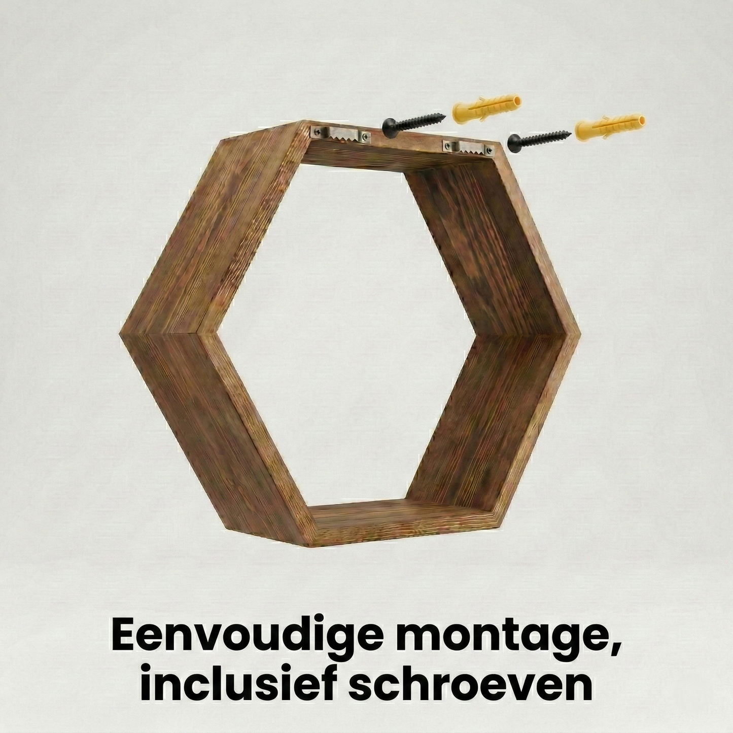 IvoQ Wandplanken Hexagon Set 3 stuks Bruin