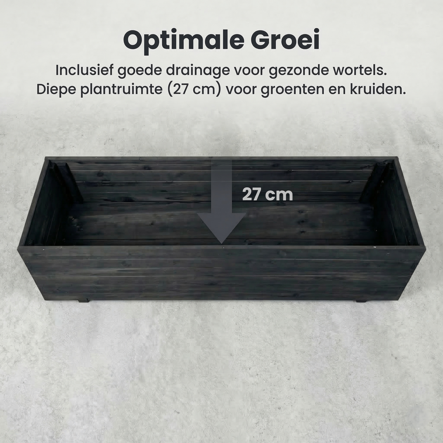 IvoQ Luxe Houten Plantenbak Buiten - Zwart FSC Hout - Weerbestendige Bloembak - 120x40x32 cm