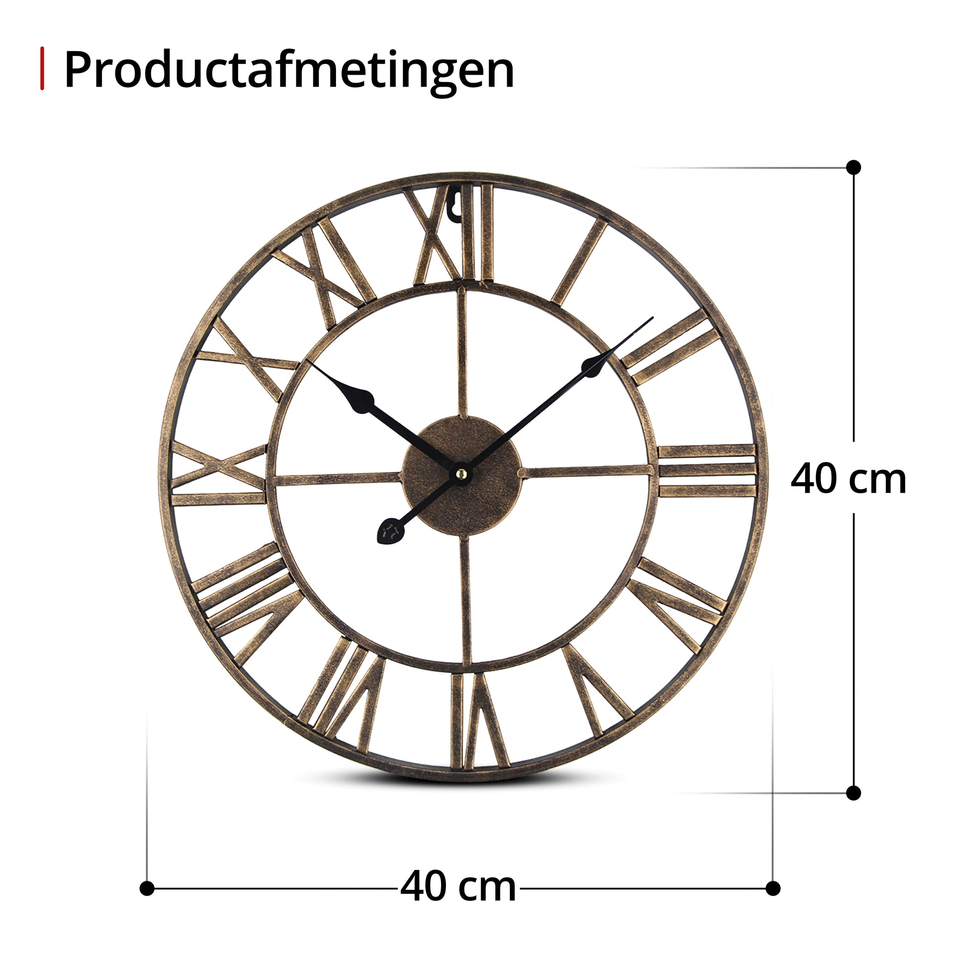 IvoQ Wandklok Goud Metaal Romeins 40 cm-IvoQ