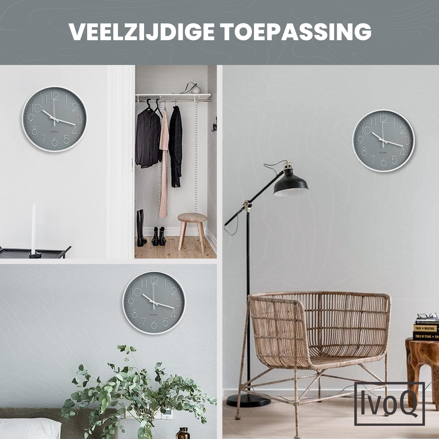 IvoQ Design Wandklok Grijs Ø30 cm-IvoQ