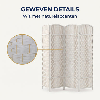 IvoQ Opvouwbaar Kamerscherm - 4 Panelen - 170 x 160 cm - Wit