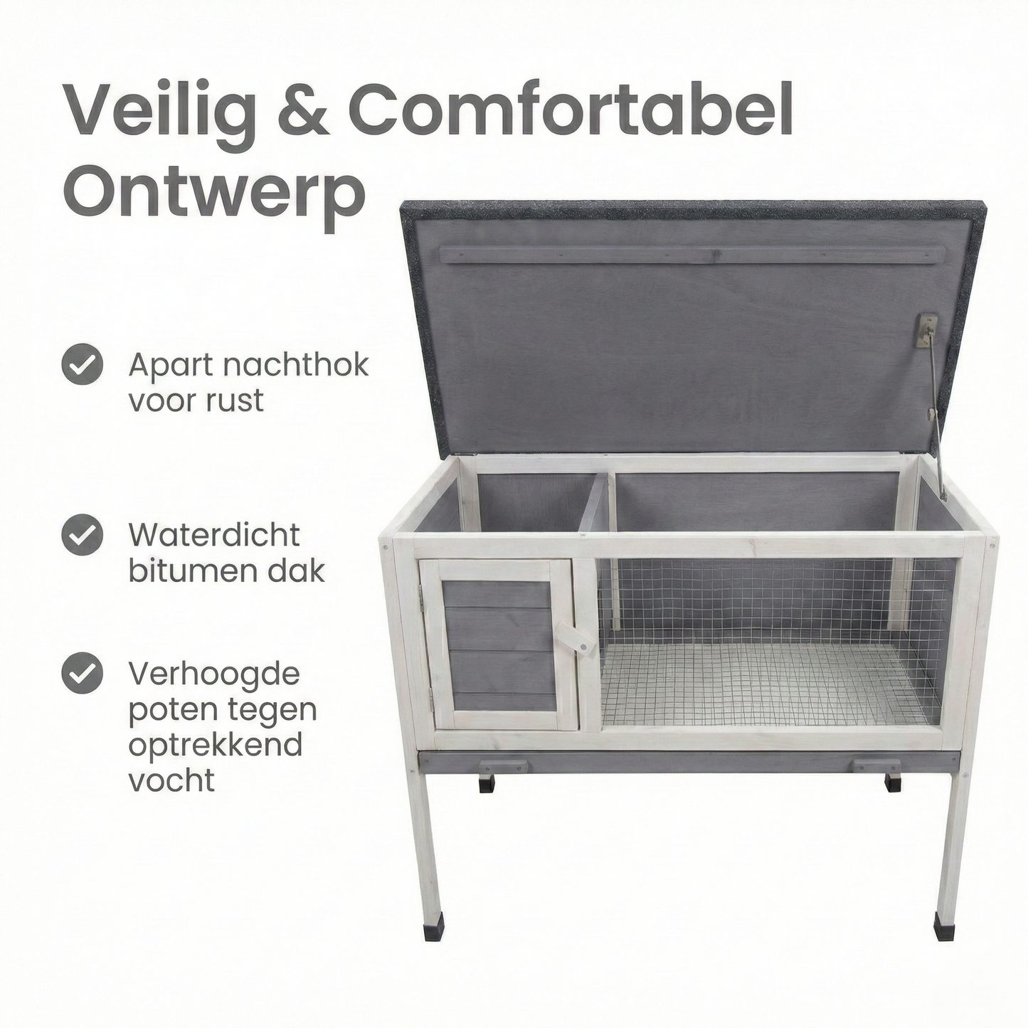 IvoQ Konijnenhok Hout 91,5x45x70 cm FSC